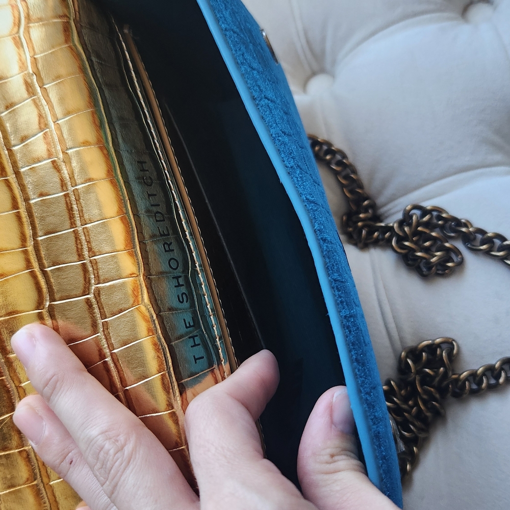 Kurt Geiger Blue Croc-Embossed Crossbody Bag - Picture 3 of 3